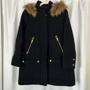 J. Crew Chateau Parka Black Jacket With Nella Gori Stadium Cloth